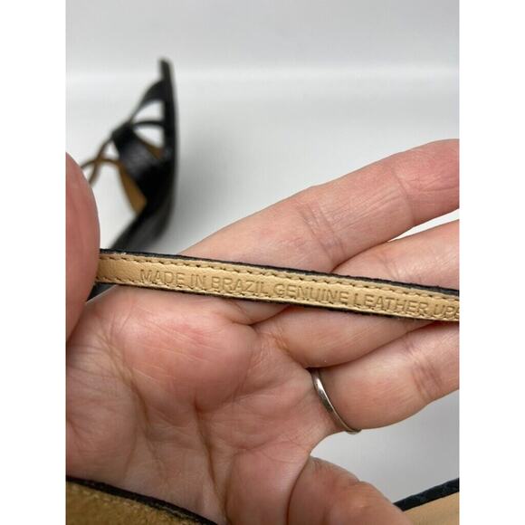 Talbots Shoes Women’s 9.5M‎ Black Sandals Kitten Heel Leather Strappy 3" Heels - Picture 11 of 14